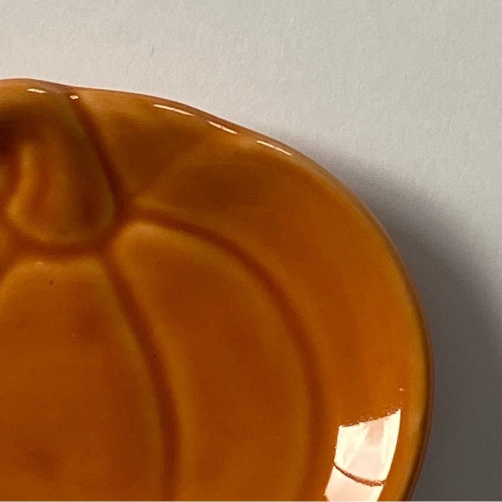 Pumpkin Trinket Dish Small Plate Thanksgiving Ceramic Fall Autumn Orange MINT - Picture 5 of 13